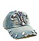 BIG RHINESTONE FLEUR DE LIS VINTAGE DENIM CAP