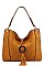 STYLISH TASSEL ACCENT HOBO BAG