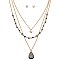 FS1621-LP Druzy Plastic Pearl Multi Layered Teardrop Necklace SET