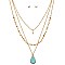 FS1621-LP Druzy Plastic Pearl Multi Layered Teardrop Necklace SET