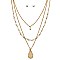 FS1621-LP Druzy Plastic Pearl Multi Layered Teardrop Necklace SET