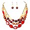 FS2025-LP Acrylic Bead Wood Layered Statement Necklace SET