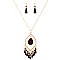 FS2101-LP Tread Tassel Druzy Stone Necklace SET