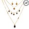 FS2114-LP Druzy Stone 3 Layered Teardrop Necklace SET