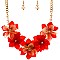 Acrylic Flower Beaded Chain Statement 20" Necklace SET MH-FS3091