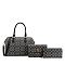 3-IN-1 OVAL PRINTED DUFFLE BOSTON BAG WITH CROSSBODY AND WALLET SET