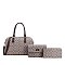 3-IN-1 OVAL PRINTED DUFFLE BOSTON BAG WITH CROSSBODY AND WALLET SET