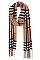 PACK OF 12 FASHION PLAID PRINT ASSORTED COLOR OBLONG TASSEL SCARF