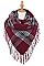 PACK OF 12PCS ASSORTED COLOR PLAID PATTERN BLANKET TASSEL SCARVES