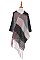 PACK OF 6PCS ASSORTED COLOR PLAID FRINGE PONCHO