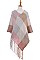 PACK OF 6PCS ASSORTED COLOR PLAID FRINGE PONCHO