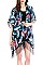 Pack of 6 Chic Jungle Leaf Print Tassel Kimono