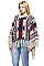 Fashionable Geometric Knitted Fringe Poncho FM-PC038