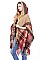 Pack of 6 (pieces) Assorted Multi Tone Plaid Fringe Poncho FM-SCA1132