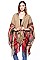 Pack of 6 (pieces) Assorted Multi Tone Plaid Fringe Poncho FM-SCA1132