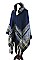 Pack of 6 (pieces) Assorted Multi Tone Plaid Fringe Poncho FM-SCA1132