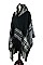 Pack of 6 (pieces) Assorted Multi Tone Plaid Fringe Poncho FM-SCA1132