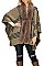 SOFT FUR COLLAR PLAID PATTERN PONCHO