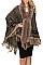 PACK OF 6PCS ASSORTED COLOR SOFT FUR COLLAR LEOPARD PATTERN PONCHO