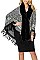 PACK OF 6PCS ASSORTED COLOR SOFT FUR COLLAR LEOPARD PATTERN PONCHO