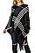 PACK OF 6PCS ASSORTED COLOR PLAID PATTERN FRINGE PONCHO