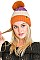 PACK OF 12 MULTI TONE ASSORTED COLOR DETACHABLE POMPOM BEANIES