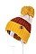 PACK OF 12 MULTI TONE ASSORTED COLOR DETACHABLE POMPOM BEANIES