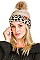 PACK OF 12TRENDY ASSORTED COLOR FLEECE LINED LEOPARD BEANIES