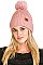 PACK OF 12 ASSORTED COLOR UNIQUE DETACHABLE POMPOM BEANIE