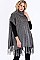 WIDE TURTLENECK FRINGED PONCHO FM-WSF222