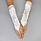 FASHIONABLE SATIN BRIDAL FINGERLESS GLOVES W/ LACE FLOWERS SLGLV964