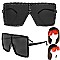 TRENDY SPARKLING RHINESTONE LARGE SQUARE OVERSIZED SUNGLASSES