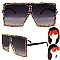 TRENDY SPARKLING RHINESTONE LARGE SQUARE OVERSIZED SUNGLASSES