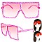 TRENDY SPARKLING RHINESTONE LARGE SQUARE OVERSIZED SUNGLASSES