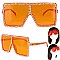 TRENDY SPARKLING RHINESTONE LARGE SQUARE OVERSIZED SUNGLASSES