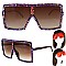 TRENDY SPARKLING RHINESTONE LARGE SQUARE OVERSIZED SUNGLASSES