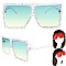 TRENDY SPARKLING RHINESTONE LARGE SQUARE OVERSIZED SUNGLASSES