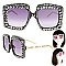 SPARKLING RHINESTONE SQUARE FRAME SUNGLASSES