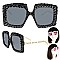 SPARKLING RHINESTONE SQUARE FRAME SUNGLASSES