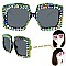 SPARKLING RHINESTONE SQUARE FRAME SUNGLASSES