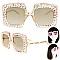 SPARKLING RHINESTONE SQUARE FRAME SUNGLASSES