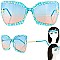 SPARKLING RHINESTONE THICK RIM CAT EYE SUNGLASSES