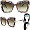 SPARKLING RHINESTONE THICK RIM CAT EYE SUNGLASSES