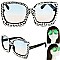 FASHION SPARKLING RHINESTONE SQUARE SUNGLASSES