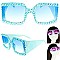 STYLISH SPARKLING RHINESTONE SQUARE SUNGLASSES