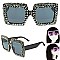 COLORED LENSES SPARKLING RHINESTONE SQUARE SUNGLASSES