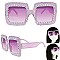 COLORED LENSES SPARKLING RHINESTONE SQUARE SUNGLASSES