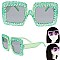 COLORED LENSES SPARKLING RHINESTONE SQUARE SUNGLASSES