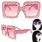 COLORED LENSES SPARKLING RHINESTONE SQUARE SUNGLASSES