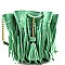 Authentic Bucket Fringed Drawstring Messenger Bag